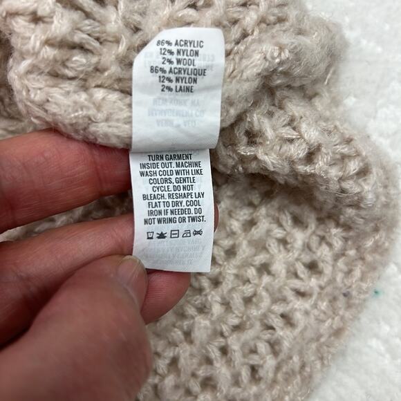 Aerie beige comfy wool blend mock neck loose knit pullover long sleeve sweater S - Picture 8 of 8